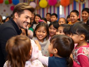 Celebrități implicate în proiecte caritabile cu copii.