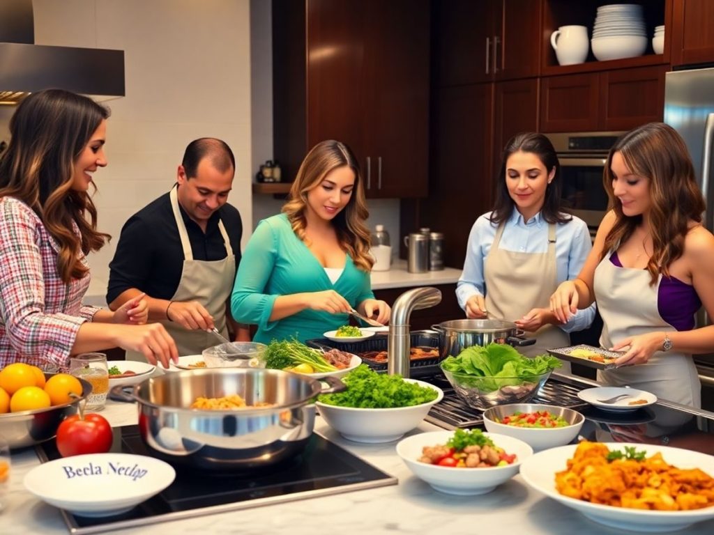 Ce gătesc vedetele: Rețete și tendințe culinare din lumea mondenă 1 Vedete gătesc bucate delicioase în bucătării moderne.