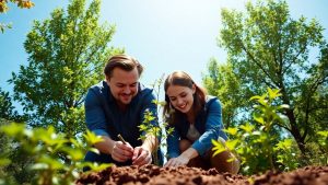 Celebrități plantând copaci pentru mediu.