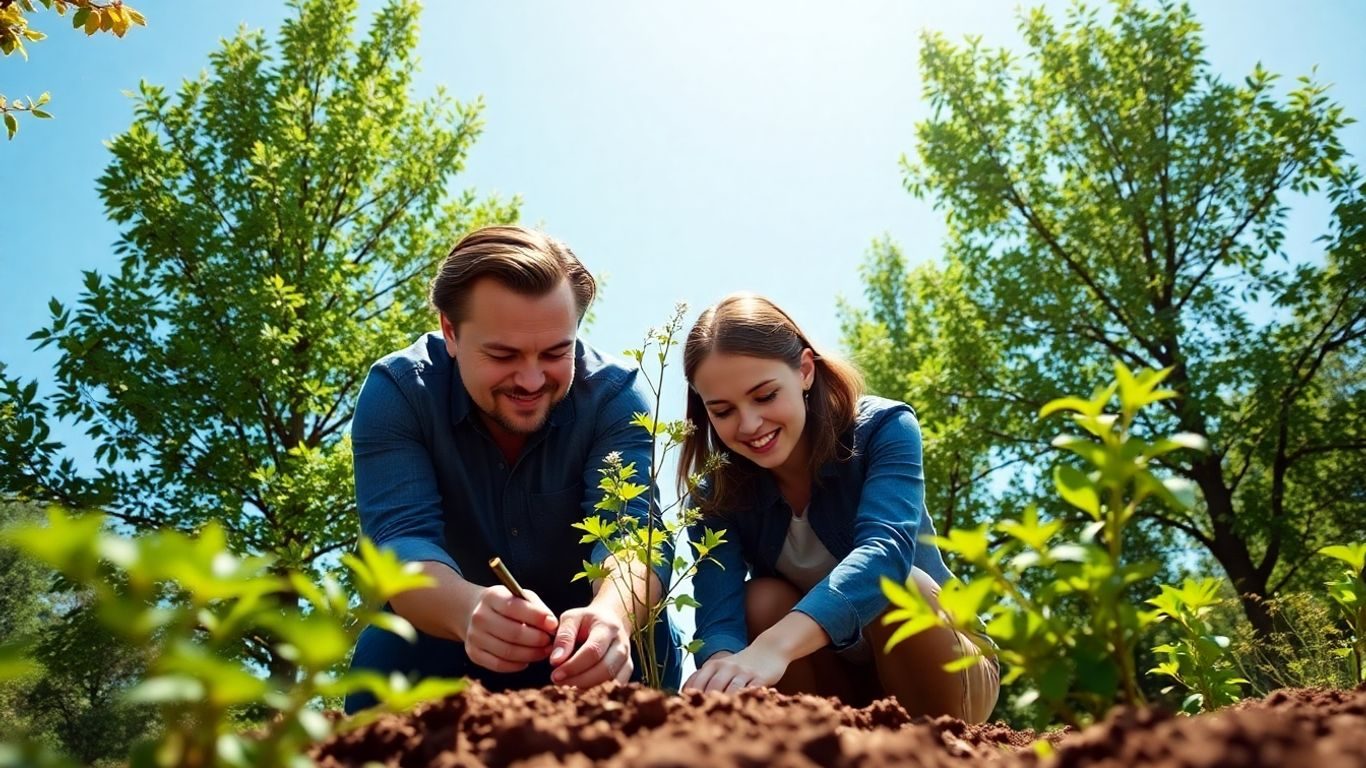Celebrități plantând copaci pentru mediu.