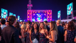 Vedete la festival internațional, atmosferă vibrantă.