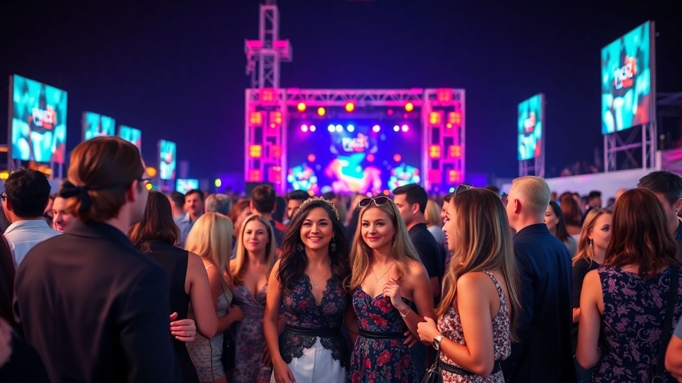 Vedete la festival internațional, atmosferă vibrantă.